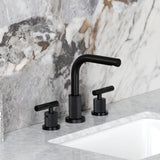 Convergent Two-Handle 3-Hole Deck Mount Widespread Bathroom Faucet with Knurled Handle and Brass Pop-Up
