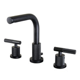 Convergent Two-Handle 3-Hole Deck Mount Widespread Bathroom Faucet with Knurled Handle and Brass Pop-Up