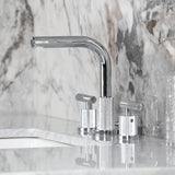 Convergent Two-Handle 3-Hole Deck Mount Widespread Bathroom Faucet with Knurled Handle and Brass Pop-Up