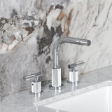 Convergent Two-Handle 3-Hole Deck Mount Widespread Bathroom Faucet with Knurled Handle and Brass Pop-Up