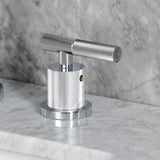 Convergent Two-Handle 3-Hole Deck Mount Widespread Bathroom Faucet with Knurled Handle and Brass Pop-Up