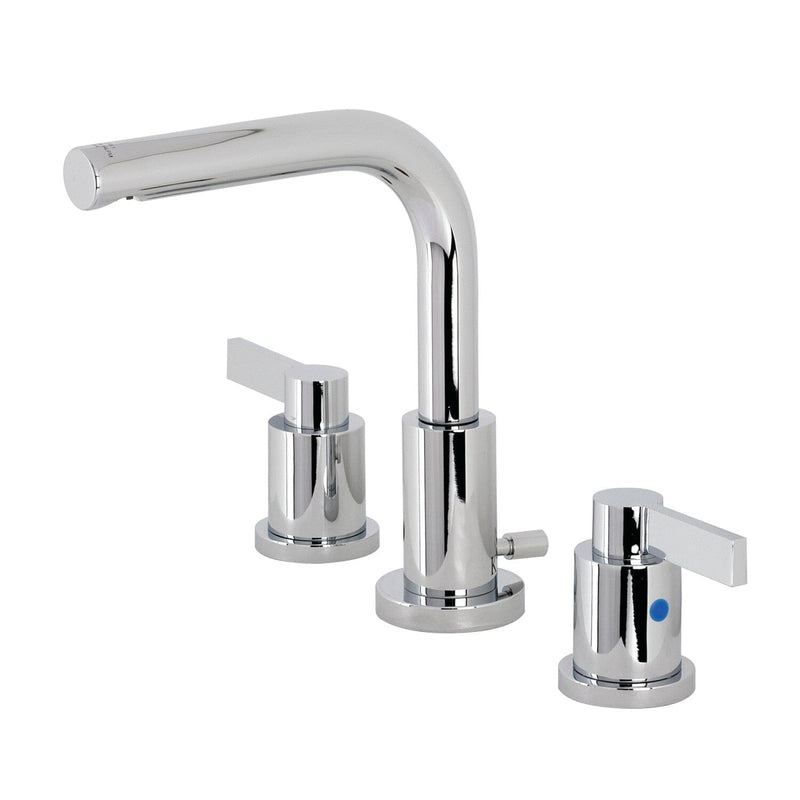 NuvoFusion Two-Handle 3-Hole Deck Mount Widespread Bathroom Faucet with Brass Pop-Up