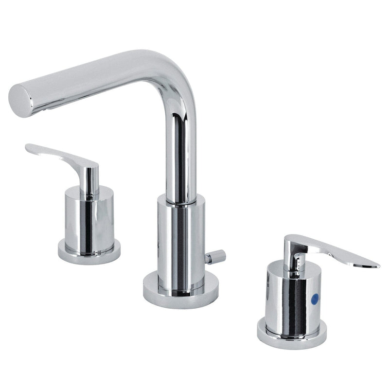 Serena Two-Handle 3-Hole Deck Mount Widespread Bathroom Faucet with Brass Pop-Up Drain