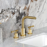 Convergent Two-Handle 3-Hole Deck Mount Widespread Bathroom Faucet with Knurled Handle and Brass Pop-Up