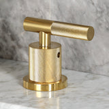 Convergent Two-Handle 3-Hole Deck Mount Widespread Bathroom Faucet with Knurled Handle and Brass Pop-Up