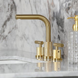 Convergent Two-Handle 3-Hole Deck Mount Widespread Bathroom Faucet with Knurled Handle and Brass Pop-Up