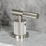 Convergent Two-Handle 3-Hole Deck Mount Widespread Bathroom Faucet with Knurled Handle and Brass Pop-Up
