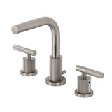 Convergent Two-Handle 3-Hole Deck Mount Widespread Bathroom Faucet with Knurled Handle and Brass Pop-Up