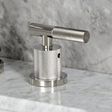 Convergent Two-Handle 3-Hole Deck Mount Widespread Bathroom Faucet with Knurled Handle and Brass Pop-Up