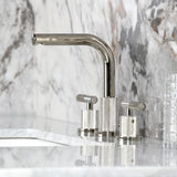 Convergent Two-Handle 3-Hole Deck Mount Widespread Bathroom Faucet with Knurled Handle and Brass Pop-Up
