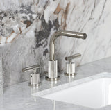 Convergent Two-Handle 3-Hole Deck Mount Widespread Bathroom Faucet with Knurled Handle and Brass Pop-Up