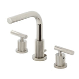 Convergent Two-Handle 3-Hole Deck Mount Widespread Bathroom Faucet with Knurled Handle and Brass Pop-Up