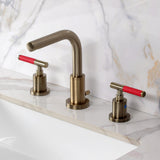 Kaiser Two-Handle 3-Hole Deck Mount Widespread Bathroom Faucet with Brass Pop-Up