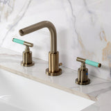 Kaiser Two-Handle 3-Hole Deck Mount Widespread Bathroom Faucet with Brass Pop-Up
