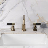 Kaiser Two-Handle 3-Hole Deck Mount Widespread Bathroom Faucet with Brass Pop-Up