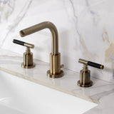 Kaiser Two-Handle 3-Hole Deck Mount Widespread Bathroom Faucet with Brass Pop-Up