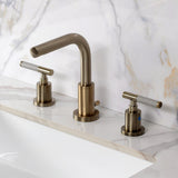 Kaiser Two-Handle 3-Hole Deck Mount Widespread Bathroom Faucet with Brass Pop-Up