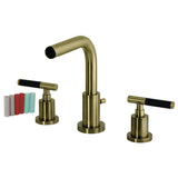 Kaiser Two-Handle 3-Hole Deck Mount Widespread Bathroom Faucet with Brass Pop-Up