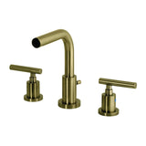 Manhattan Two-Handle 3-Hole Deck Mount Widespread Bathroom Faucet with Brass Pop-Up