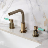 Kaiser Two-Handle 3-Hole Deck Mount Widespread Bathroom Faucet with Brass Pop-Up