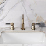 Kaiser Two-Handle 3-Hole Deck Mount Widespread Bathroom Faucet with Brass Pop-Up