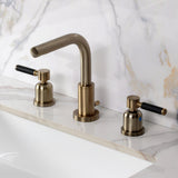 Kaiser Two-Handle 3-Hole Deck Mount Widespread Bathroom Faucet with Brass Pop-Up