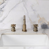 Concord Two-Handle 3-Hole Deck Mount Widespread Bathroom Faucet with Brass Pop-Up