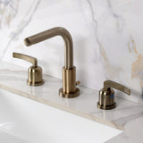 Centurion Two-Handle 3-Hole Deck Mount Widespread Bathroom Faucet with Brass Pop-Up