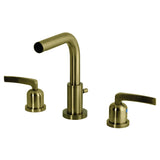 Centurion Two-Handle 3-Hole Deck Mount Widespread Bathroom Faucet with Brass Pop-Up