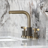 Convergent Two-Handle 3-Hole Deck Mount Widespread Bathroom Faucet with Knurled Handle and Brass Pop-Up