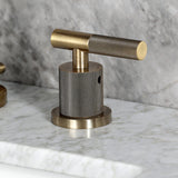 Convergent Two-Handle 3-Hole Deck Mount Widespread Bathroom Faucet with Knurled Handle and Brass Pop-Up