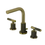 Convergent Two-Handle 3-Hole Deck Mount Widespread Bathroom Faucet with Knurled Handle and Brass Pop-Up