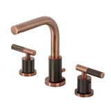 Convergent Two-Handle 3-Hole Deck Mount Widespread Bathroom Faucet with Knurled Handle and Brass Pop-Up
