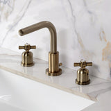 Millennium Two-Handle 3-Hole Deck Mount Widespread Bathroom Faucet with Brass Pop-Up