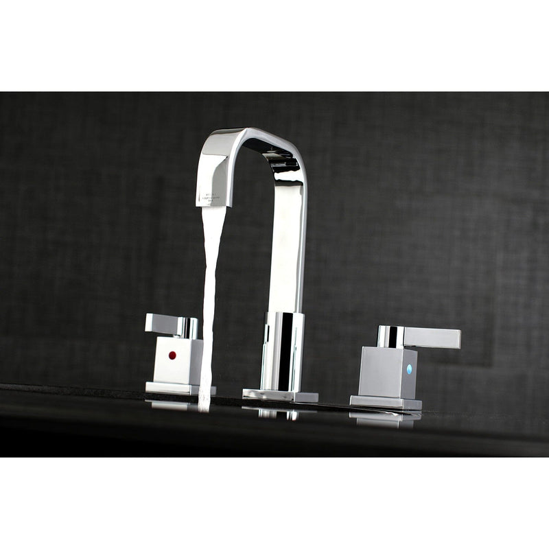 Meridian Two-Handle 3-Hole Deck Mount Widespread Bathroom Faucet with Retail Pop-Up Drain