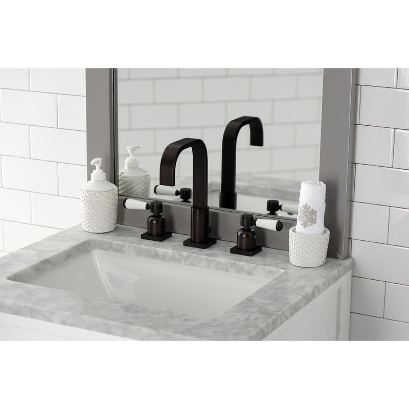 Paris Two-Handle 3-Hole Deck Mount Widespread Bathroom Faucet with Pop-Up Drain