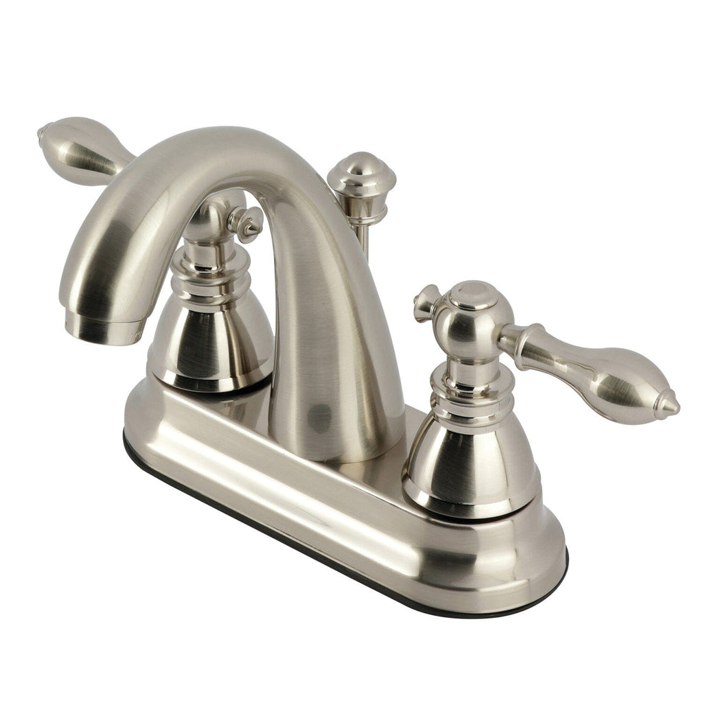 American Classic Two-Handle 3-Hole Deck Mount 4" Centerset Bathroom Faucet with Plastic Pop-Up
