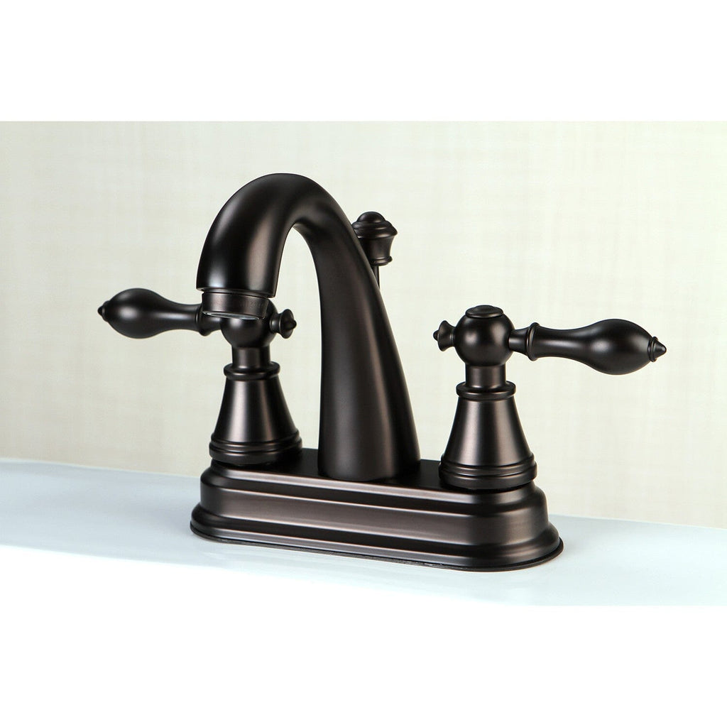 English Classic Two-Handle 3-Hole Deck Mount 4" Centerset Bathroom Faucet with Plastic Pop-Up