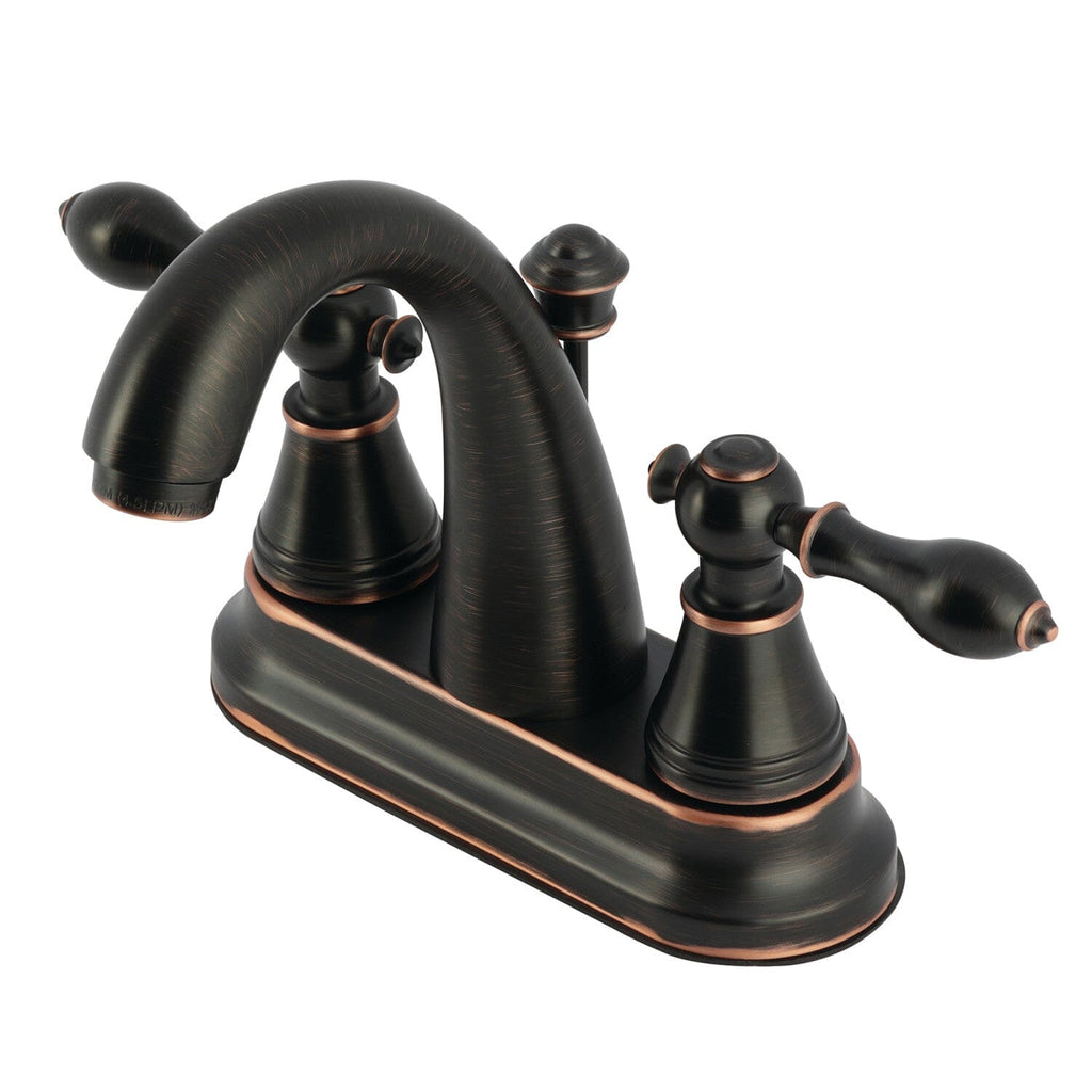 English Classic Two-Handle 3-Hole Deck Mount 4" Centerset Bathroom Faucet with Plastic Pop-Up