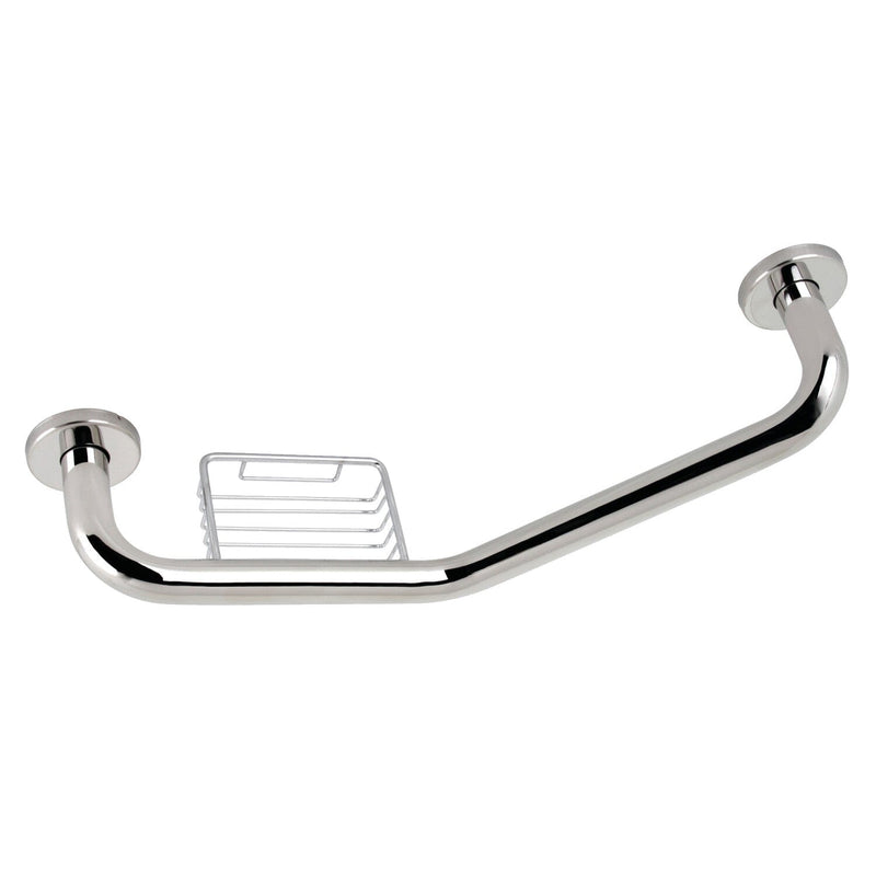 Meridian 10-Inch x 12-Inch Angled Stainless Steel Grab Bar with Soap Holder