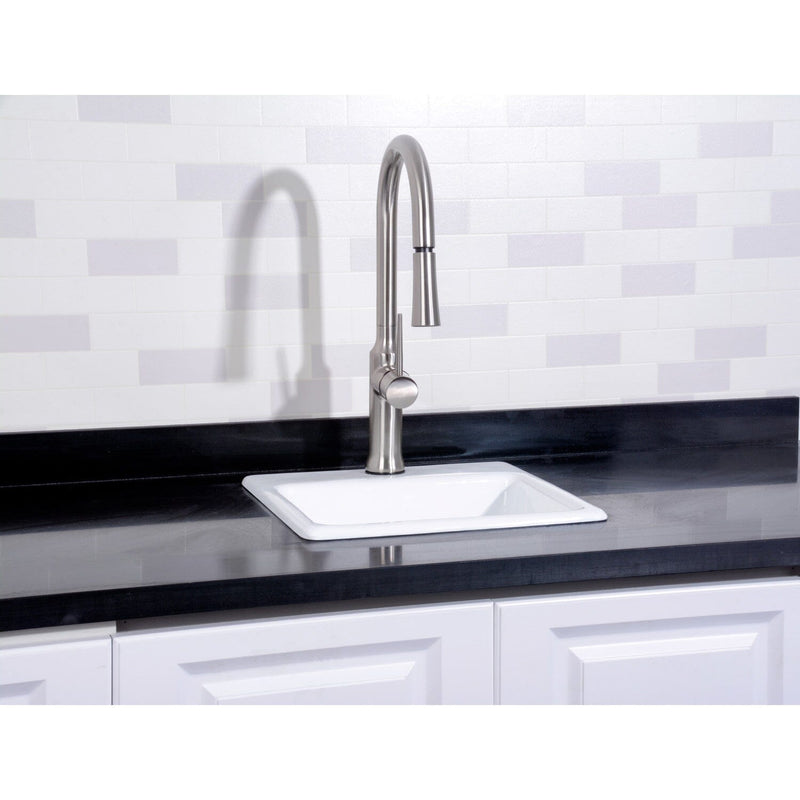 Towne 15-Inch Cast Iron Self-Rimming Single Bowl Drop-In Kitchen Sink (1 Hole)