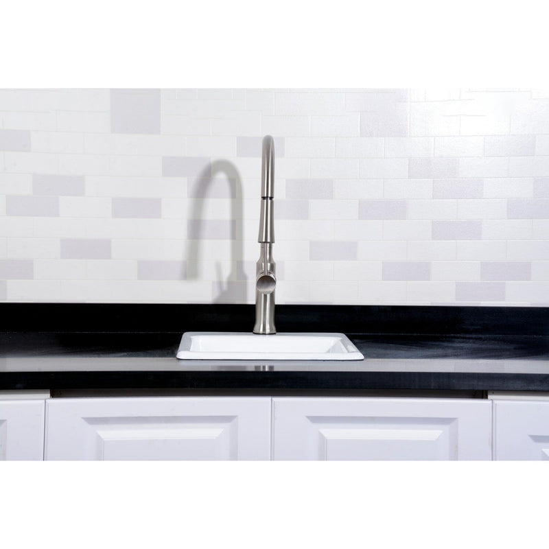 Towne 15-Inch Cast Iron Self-Rimming Single Bowl Drop-In Kitchen Sink (1 Hole)