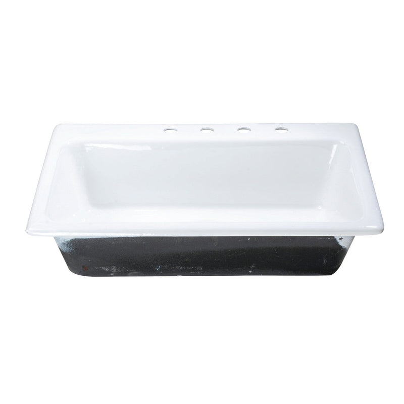 Towne 33-Inch Cast Iron Self-Rimming Single Bowl Drop-In Kitchen Sink (4-Hole)