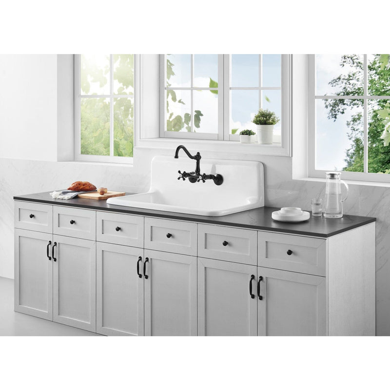 Petra Galley 36-Inch Cast Iron Single Bowl Wall Mount Kitchen Sink