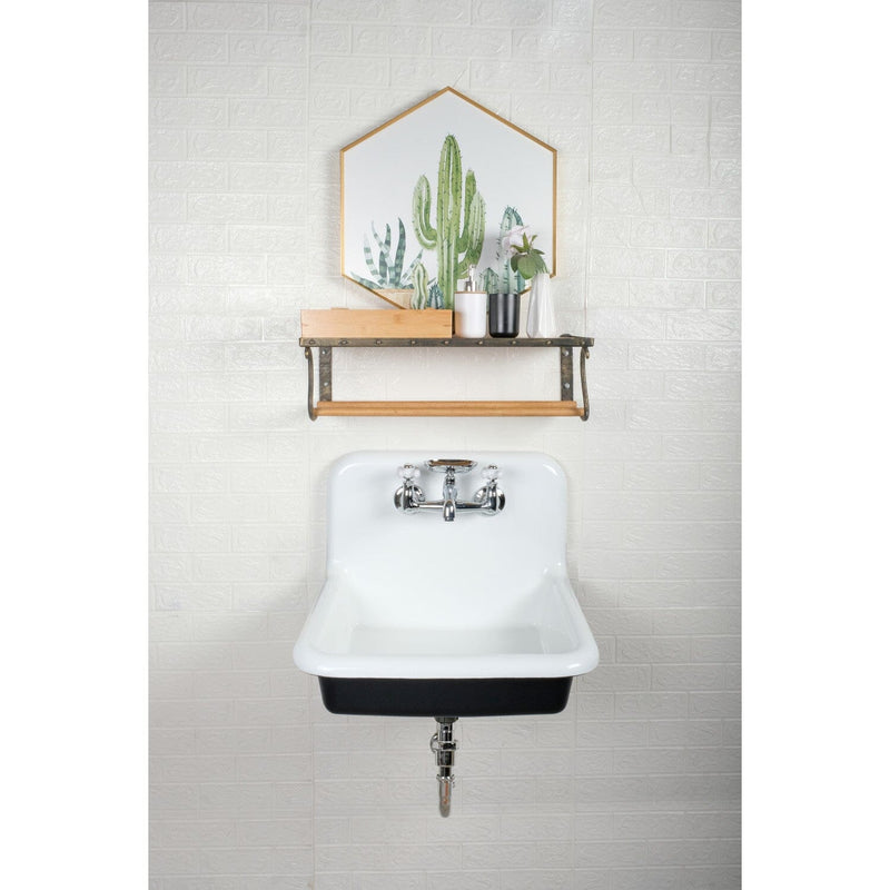 Petra Galley 24-Inch Cast Iron Single Bowl Wall Mount Utility Sink (2-Hole)