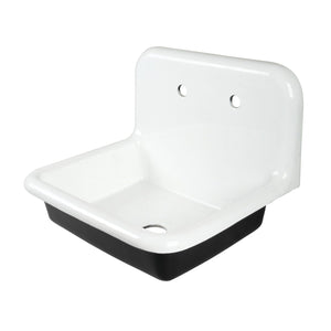 Petra Galley 24-Inch Cast Iron Wall Mount 2-Hole Single Bowl Utility Sink
