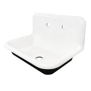 Towne 30-Inch Cast Iron Wall Mount 2-Hole Single Bowl Kitchen Sink