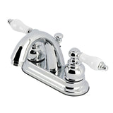 Restoration Double-Handle 3-Hole Deck Mount 4-Inch Centerset Bathroom Faucet with Pop-Up Drain