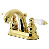 Restoration Double-Handle 3-Hole Deck Mount 4-Inch Centerset Bathroom Faucet with Pop-Up Drain