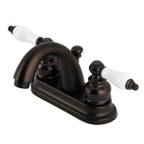Restoration Double-Handle 3-Hole Deck Mount 4-Inch Centerset Bathroom Faucet with Pop-Up Drain